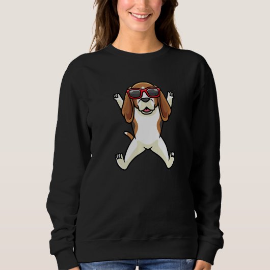 Sweatshirt Beagle Dog English Beagle With Sunglasses Dancing  (Devant)
