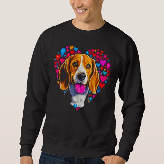 Sweatshirt Beagle Dog Red Heart (Devant)