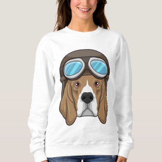 Sweatshirt Beagle en tant que pilote avec casquette pilote (Devant)