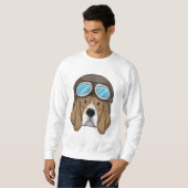Sweatshirt Beagle en tant que pilote avec casquette pilote (Devant entier)