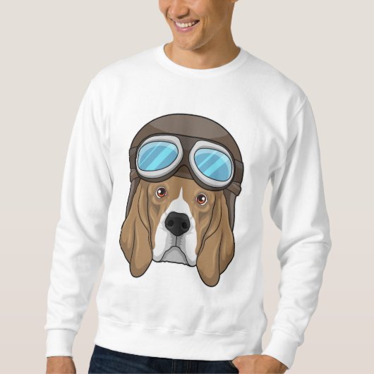 Sweatshirt Beagle en tant que pilote avec casquette pilote (Devant)