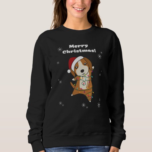Sweatshirt Beagle Joyeux Noël Animaux d'hiver Chien (Devant)