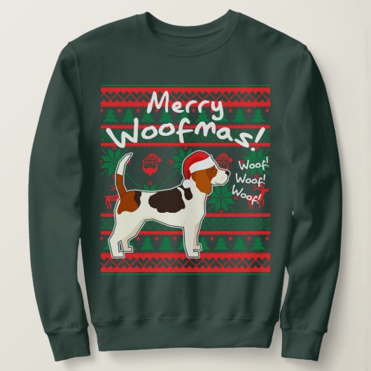 Sweatshirt Beagle Joyeux Woofmas Vilain Chandail de Noël (Design devant)