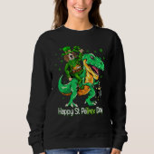 Sweatshirt Beagle Riding Dinosaur Patricks Day Shamrock (Devant)