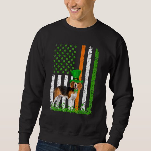 Sweatshirt Beagle Saint Patrick's Day Chiens Drapeau américai (Devant)