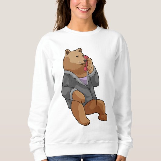 Sweatshirt Bear as Secretary with Phone (Devant)