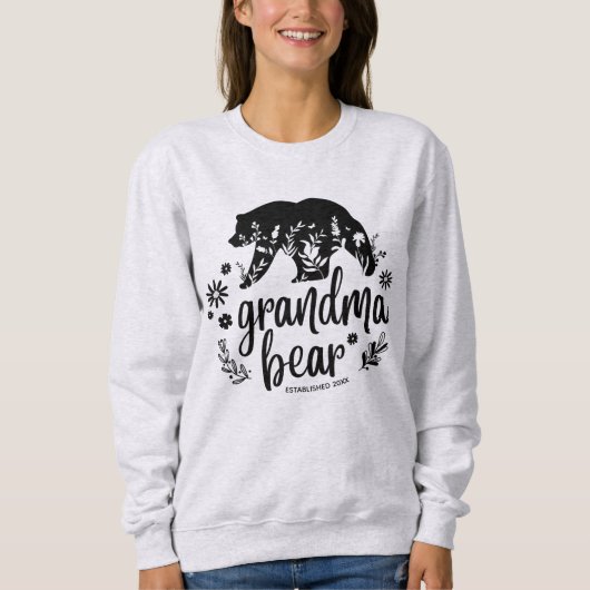 Sweatshirt Bear de grand-mère florale mignonne | Cadeau pour  (Devant)