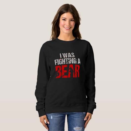 Sweatshirt Bear Fighting Broken Leg Bone Recovery Blessure (Devant entier)