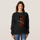 Sweatshirt Bear Wearing Sunglasses Playing Oboe (Devant entier)