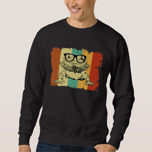 Sweatshirt Bearded Dragon Glasses Nerd  Animal Optician Vinta (Devant)