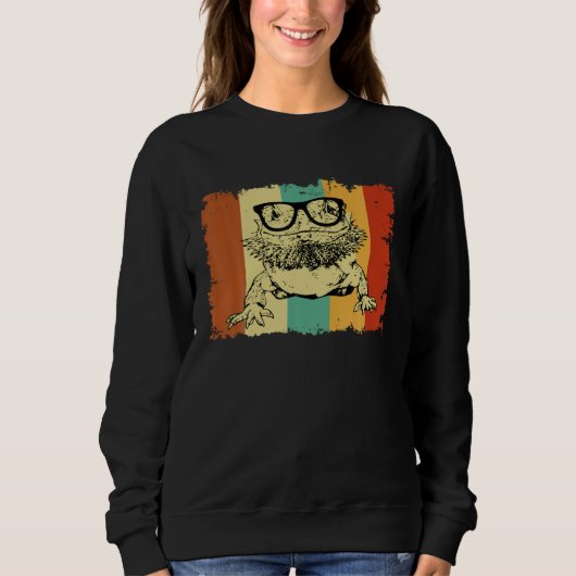 Sweatshirt Bearded Dragon Glasses Nerd  Animal Optician Vinta (Devant)