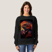 Sweatshirt Bearded Dragon mountains sunset lizard retro 70s v (Devant entier)