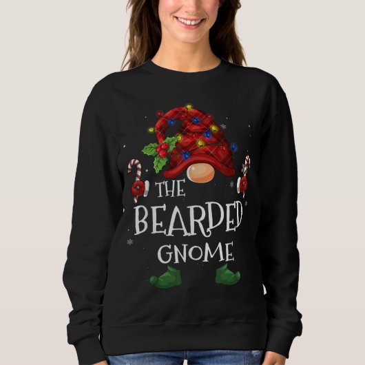 Sweatshirt Bearded Elf Buffalo Plaid Christmas Tree Light (Devant)