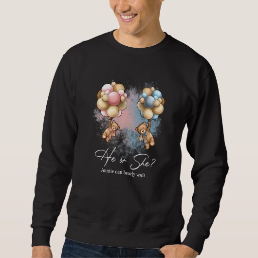 Sweatshirt Bears Balloons Auntie Can Bearly Wait Gender Revea (Devant)