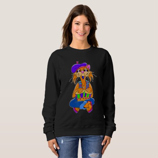 Sweatshirt Beatnik Hippy Cat (Devant entier)