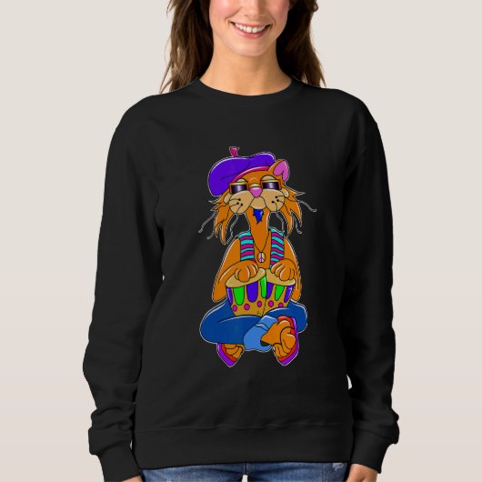 Sweatshirt Beatnik Hippy Cat (Devant)