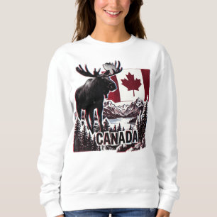 Sweatshirt Beau Canada. Drapeau canadien. Orignal canadien. 