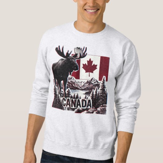 Sweatshirt Beau Canada. Drapeau canadien. Orignal canadien. (Devant)