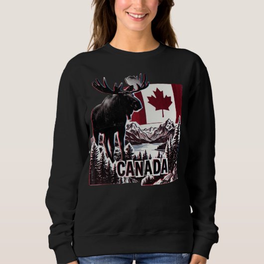 Sweatshirt Beau Canada. Drapeau canadien. Orignal canadien. T (Devant)