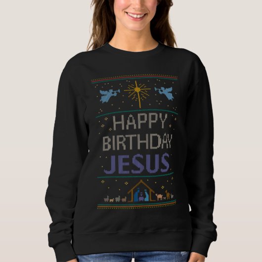 Sweatshirt Beau Chandail chrétien de Noël Religieux (Devant)