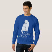 Sweatshirt Beau chat assis blanc avec "Règle des chats" Texte (Devant entier)