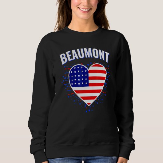 Sweatshirt Beaumont Us Flag Heart City 4 juillet American F (Devant)