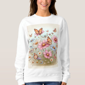 Sweatshirt Beauté débordante : Papillons sur Flowers