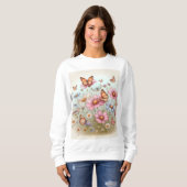 Sweatshirt Beauté débordante : Papillons sur Flowers (Devant entier)