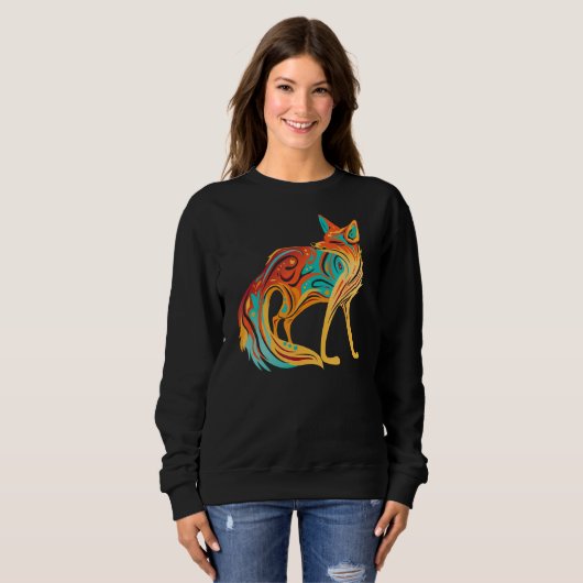 Sweatshirt Beautiful Artistic Fox Animal (Devant entier)