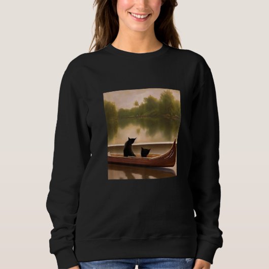 Sweatshirt Beautiful Artwork Two Cats In A Boat Stunning (Devant)