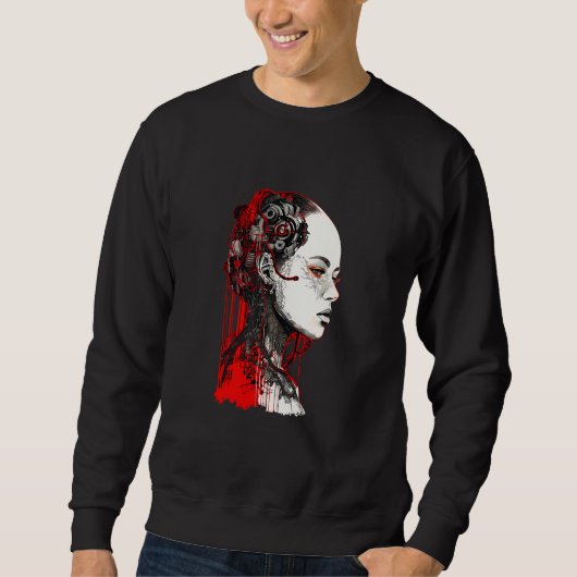 Sweatshirt Beautiful Cyborg Gothic Woman Trash Polka Art (Devant)