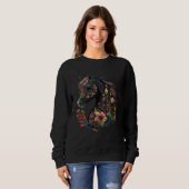 Sweatshirt Beautiful Horse with Flowers and Plants Equestrian (Devant entier)
