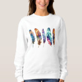 Sweatshirt Beautiful Multicolor Boho Feathers - Graphic Art (Devant)