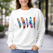 Sweatshirt Beautiful Multicolor Boho Feathers - Graphic Art
