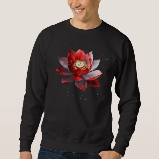 Sweatshirt Beautiful red and white lotus flower spreckels blo (Devant)