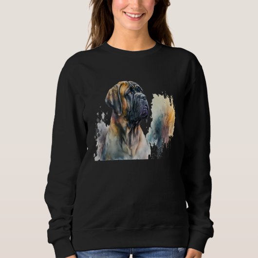 Sweatshirt Beautiful Watercolor Mastiff Portrait (Devant)