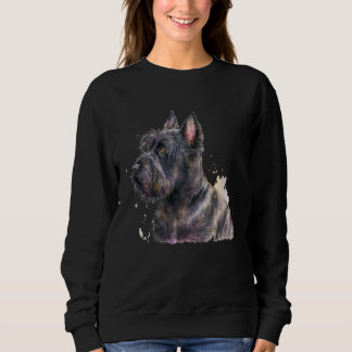 Sweatshirt Beautiful Watercolor Scottish Terrier Portrait
