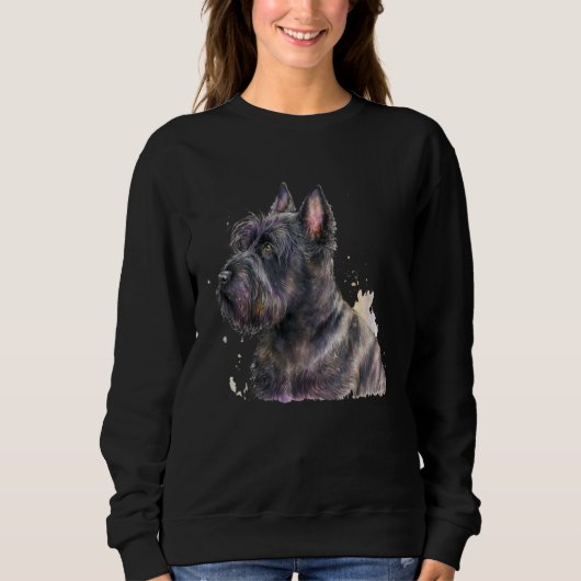 Sweatshirt Beautiful Watercolor Scottish Terrier Portrait (Devant)