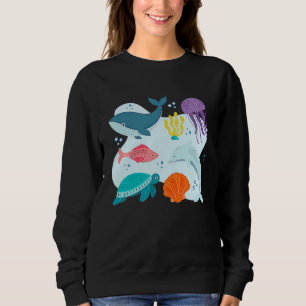 Sweatshirt Beaux Animaux marins Baleine Dauphin Poisson Poiss