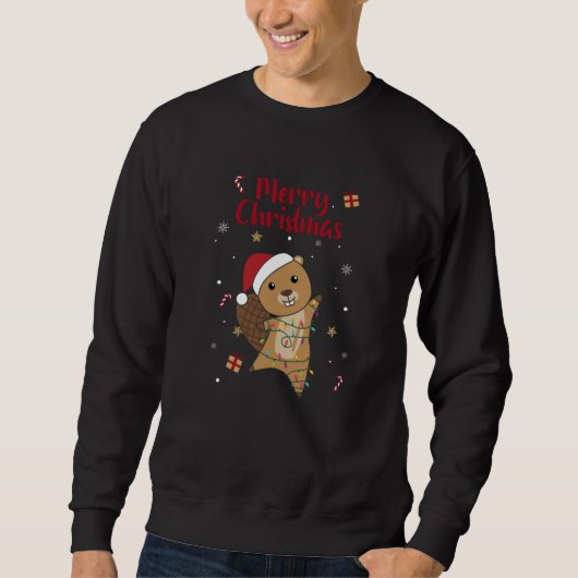 Sweatshirt Beaver Joyeux Noël Animaux d'hiver Beavers (Devant)