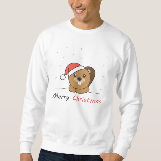 Sweatshirt Beaver Noël Neige Hiver Animaux Castor (Devant)