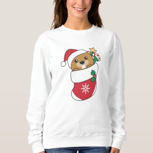 Sweatshirt Beaver Noël Neige Hiver Animaux Castor (Devant)