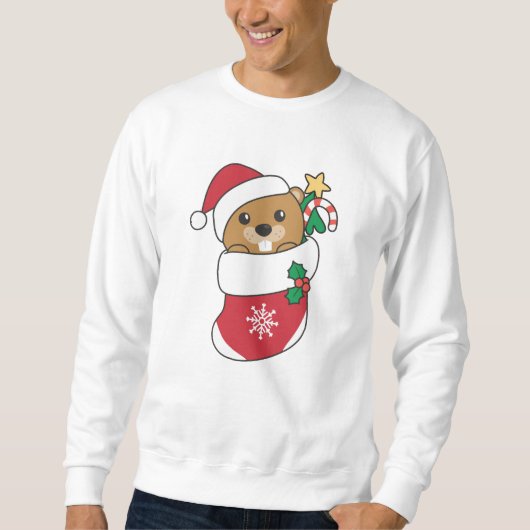 Sweatshirt Beaver Noël Neige Hiver Animaux Castor (Devant)