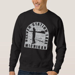 Sweatshirt Beaver Station Lake Ice Fishing Michigan