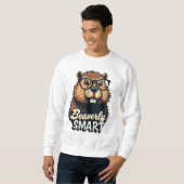 Sweatshirt Beaverly Smart - Drôle Castor avec lunettes Graphi (Devant entier)