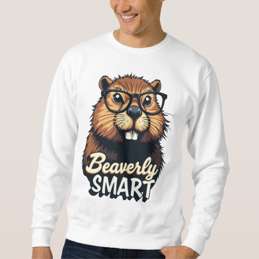 Sweatshirt Beaverly Smart - Drôle Castor avec lunettes Graphi (Devant)