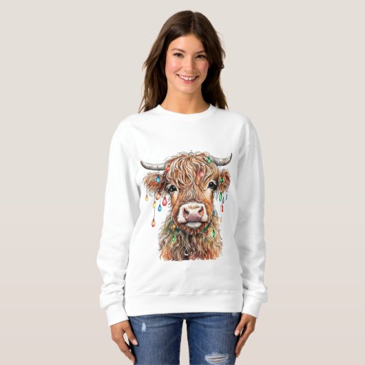 Sweatshirt Bébé Highland Vache Noël (Devant entier)