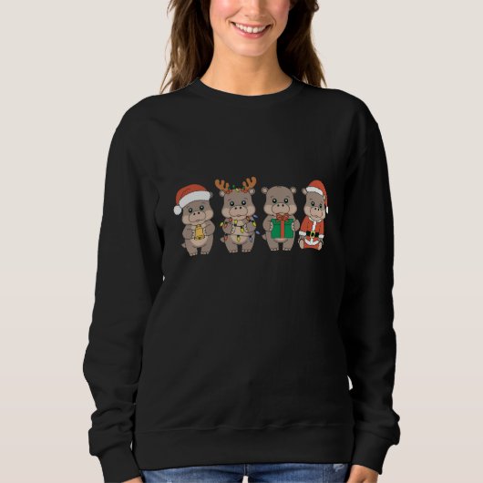 Sweatshirt Bébé Hippopotame Moo Deng Noël (Devant)