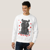 Sweatshirt bébé hippopotame valentines jour hippo amour (Devant entier)