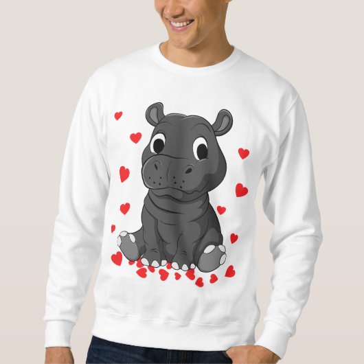 Sweatshirt bébé hippopotame valentines jour hippo amour (Devant)
